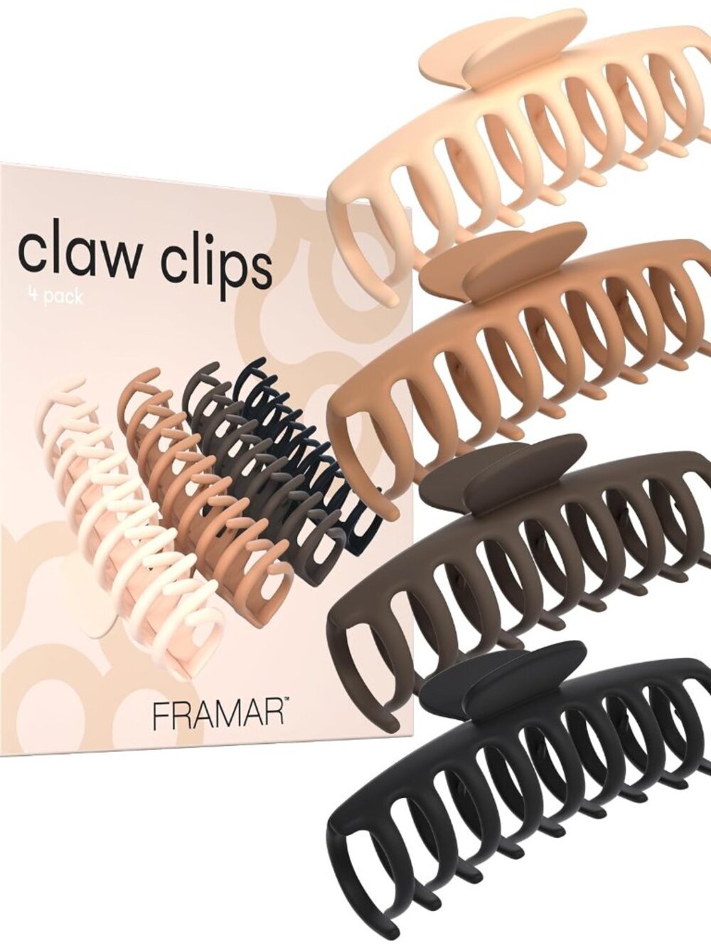 FRAMAR Extra Large Claw Clips For Thick Hair, Hair Claws Pack, Hairclips